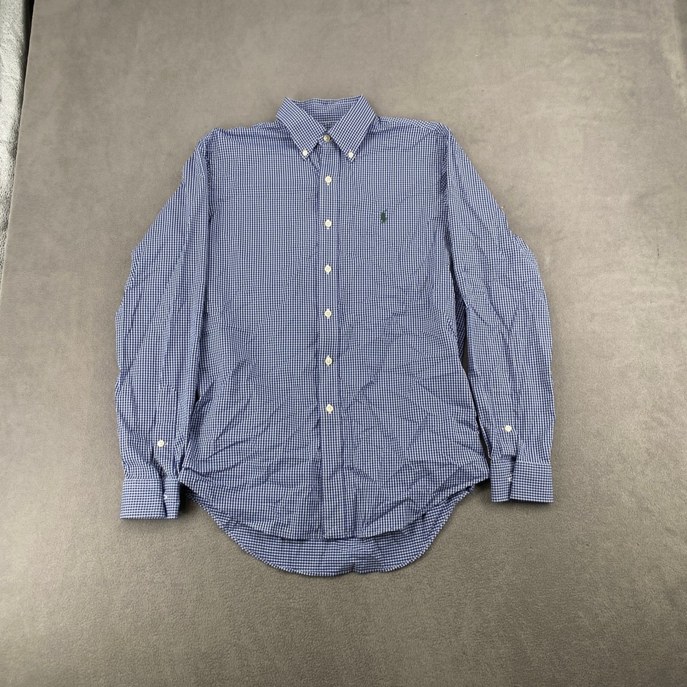 Ralph Lauren Performance Mens Small Blue Gingham Button Down Stretch Shirt